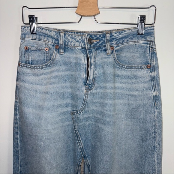American Eagle Women’s Light Blue Denim Maxi Skirt with Front Slit - Size 00 - Picture 6 of 12